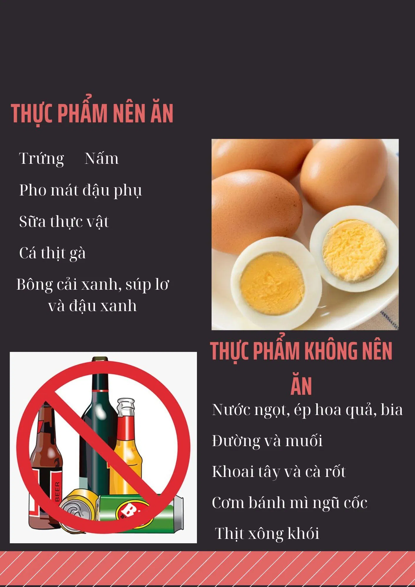Danh sách các thực phẩm nên ăn và không nên ăn (Nguồn: kimqui) Danh sách các thực phẩm nên ăn và không nên ăn (Nguồn: kimqui)