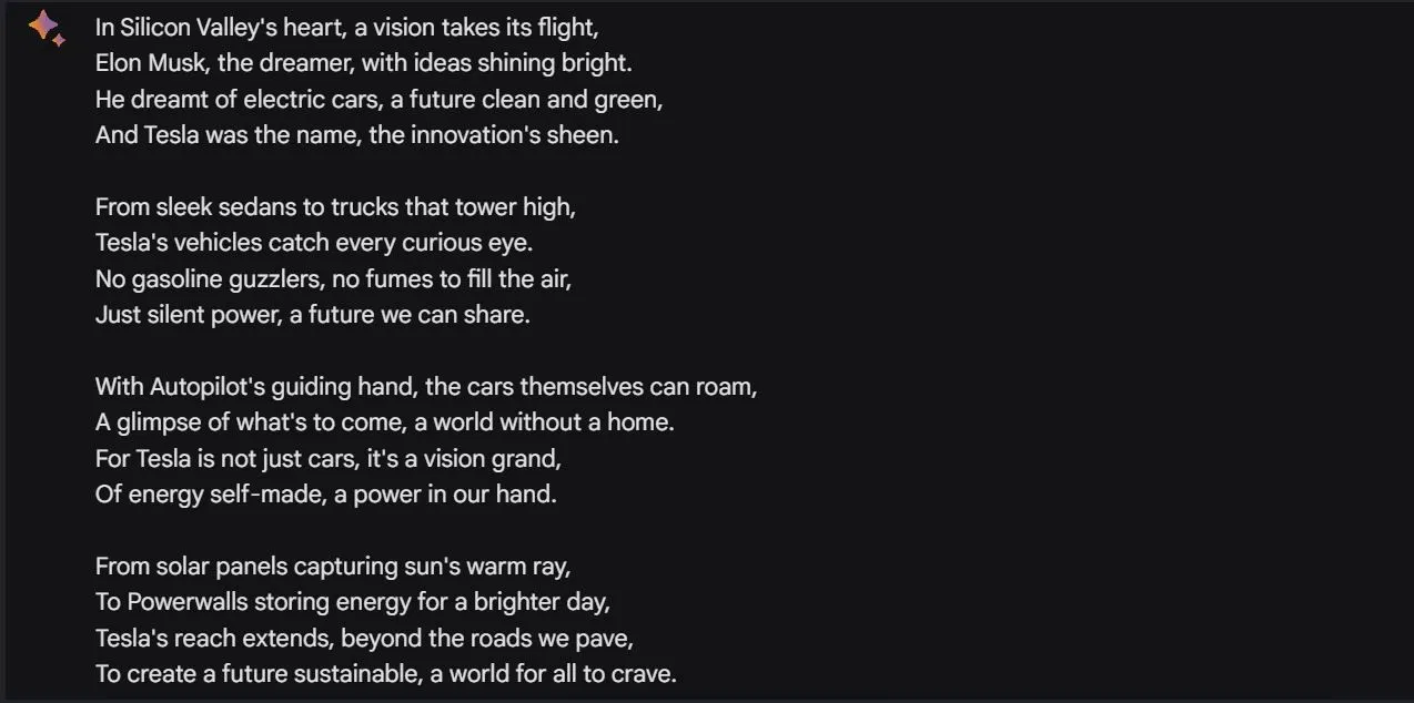 Bard với mô hình AI Gemini Pro sáng tác thơ (Ảnh: Internet) Bard với mô hình AI Gemini Pro sáng tác thơ (Ảnh: Internet)