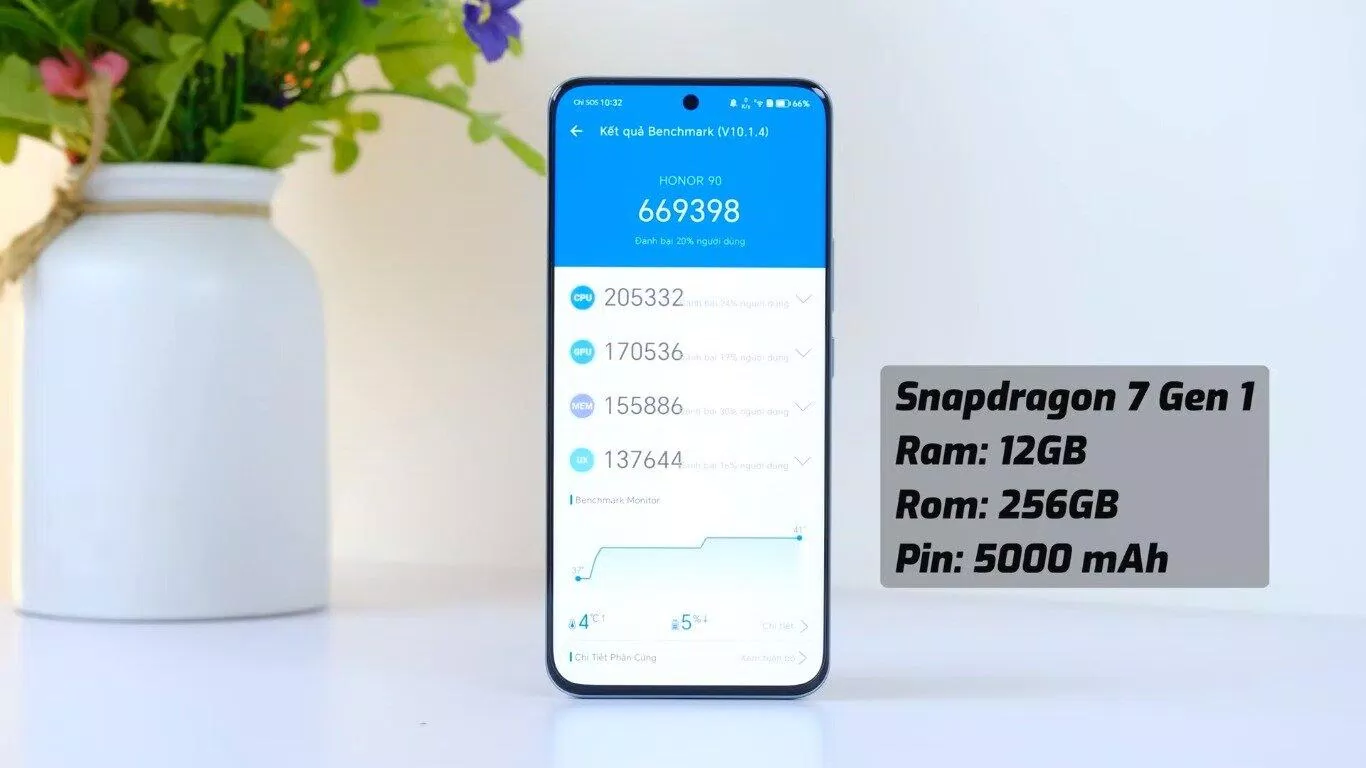 HONOR 90 có điểm số Antuu khoảng 660.000 điểm (Ảnh: Internet)