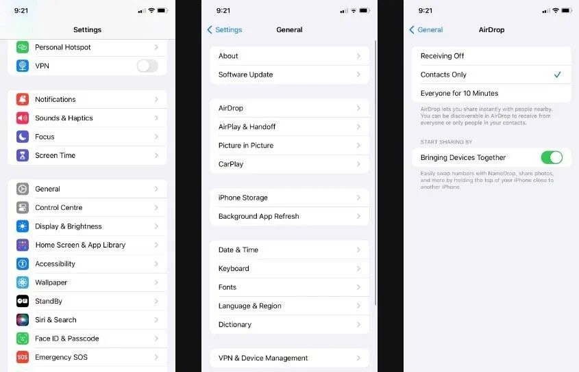 Cách bật NameDrop trên iPhone (Ảnh: Internet)