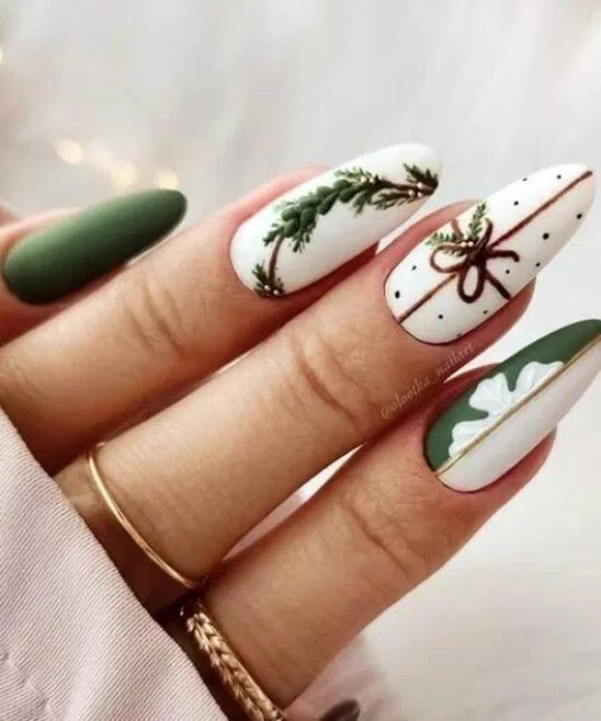 Mẫu nail Noel màu xanh ấn tượng (Ảnh: Internet)