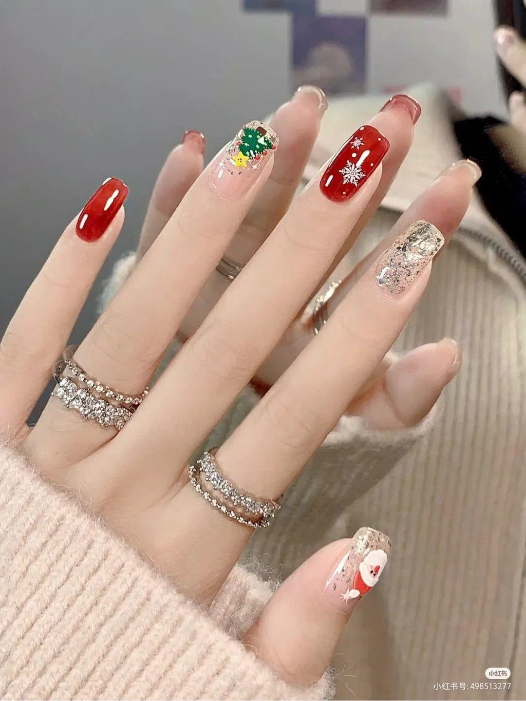 Mẫu nail Noel dài sang trọng nhất