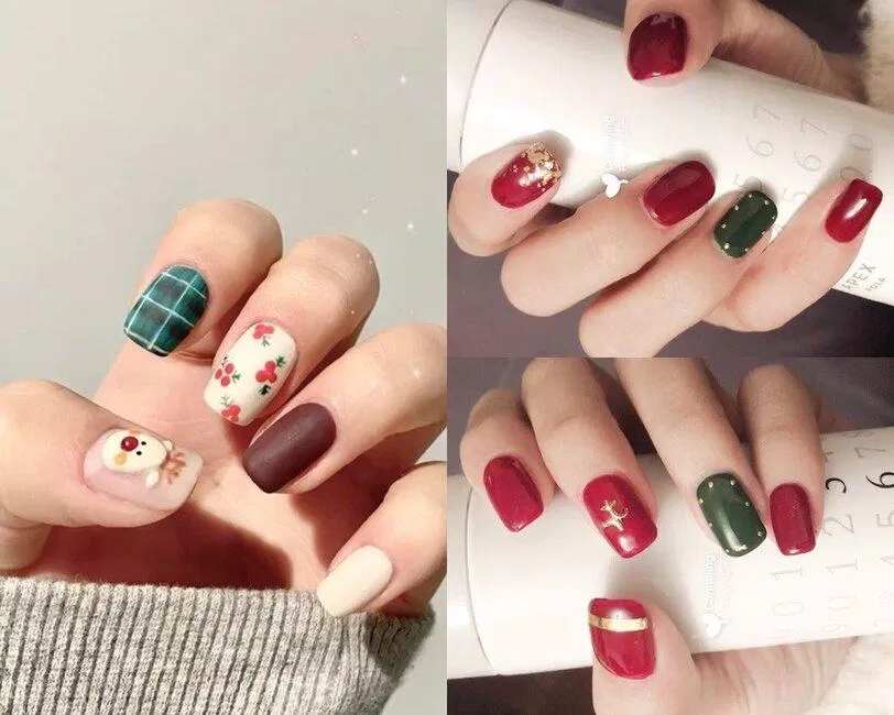 Mẫu nail Giáng Sinh màu đỏ rực rỡ (Ảnh: Internet)