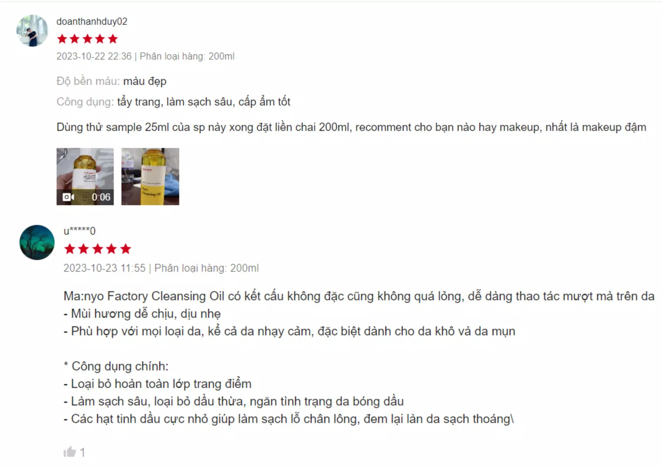 Đánh giá của khách hàng về dầu tẩy trang Manyo Pure Cleansing Oil (Ảnh: Internet). Đánh giá của khách hàng về dầu tẩy trang Manyo Pure Cleansing Oil (Ảnh: Internet).