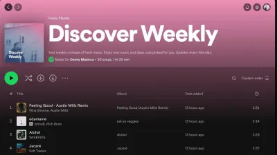 Danh sách phát Discovery Weekly trên Spotify (Ảnh: Internet) Danh sách phát Discovery Weekly trên Spotify (Ảnh: Internet)