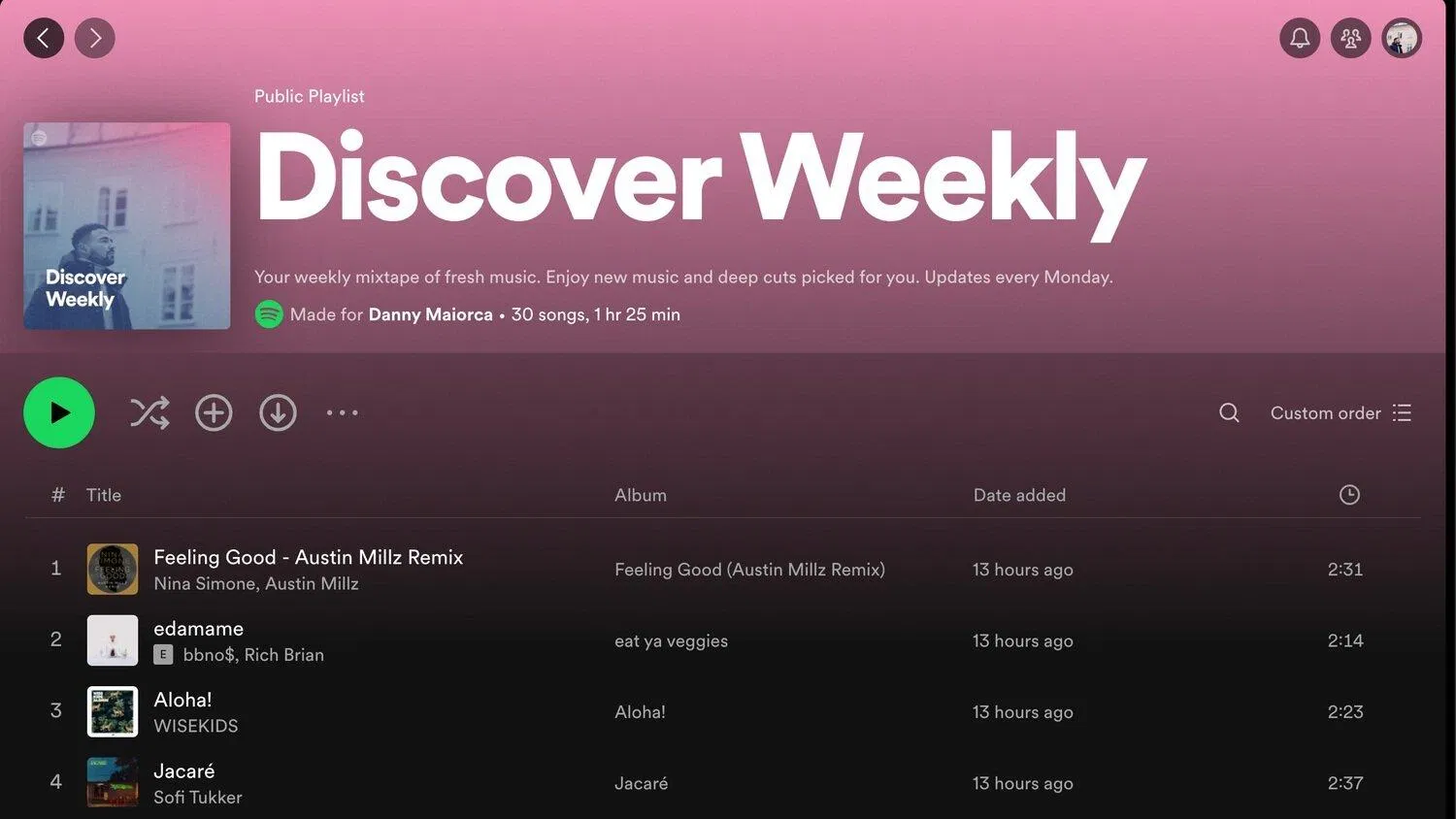 Danh sách phát Discovery Weekly trên Spotify (Ảnh: Internet) Danh sách phát Discovery Weekly trên Spotify (Ảnh: Internet)