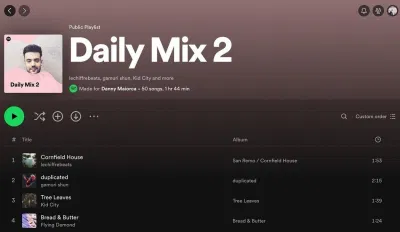 Danh sách phát Daily Mix trên Spotify (Ảnh: Internet) Danh sách phát Daily Mix trên Spotify (Ảnh: Internet)