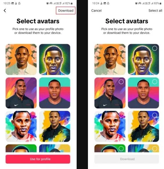 Các hình ảnh do AI tạo ra để người dùng lựa chọn làm avatar (Ảnh: Internet) Các hình ảnh do AI tạo ra để người dùng lựa chọn làm avatar (Ảnh: Internet)