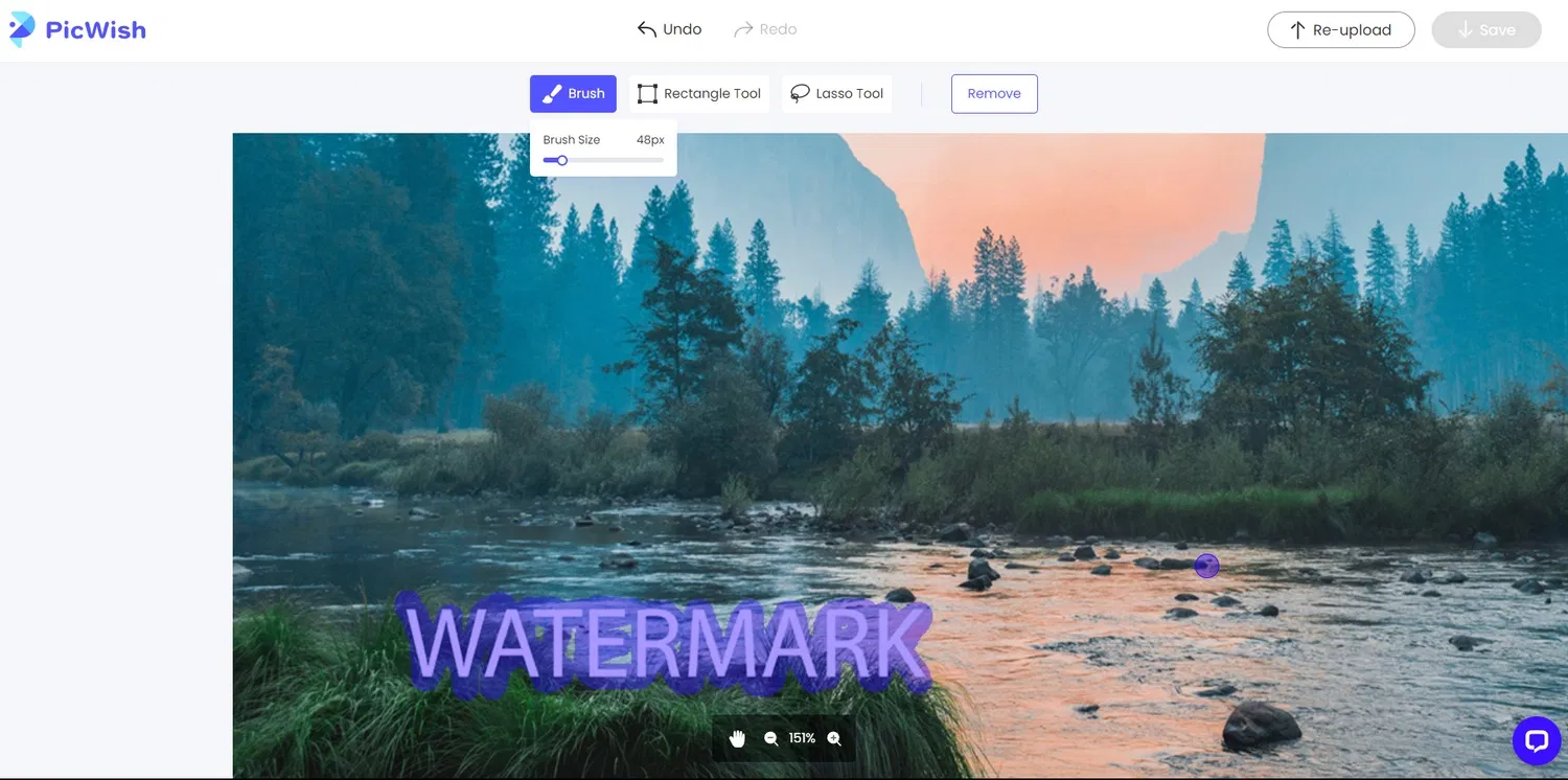 Xóa watermark bằng công cụ Brush trong PicWish (Ảnh: Internet) Xóa watermark bằng công cụ Brush trong PicWish (Ảnh: Internet)