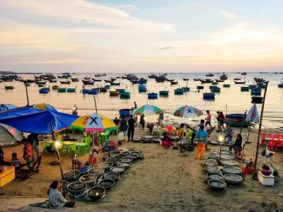 Khung cảnh Làng Chài Mũi Né vào buổi sáng sớm (Ảnh: Internet)