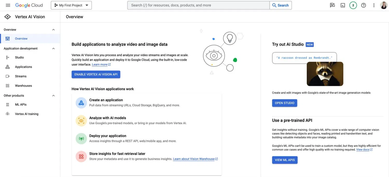 Trang Vertex AI Vision của Google Cloud (Ảnh: Internet) Trang Vertex AI Vision của Google Cloud (Ảnh: Internet)