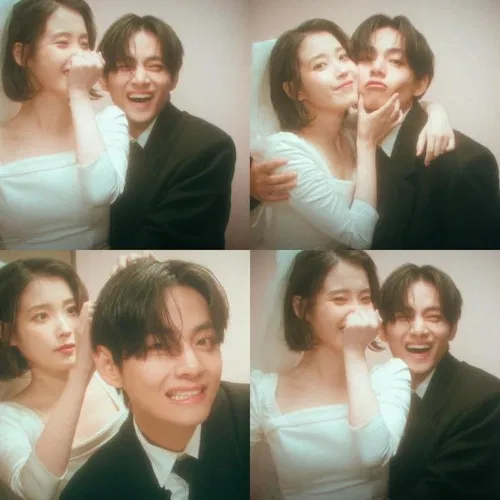 IU cùng V BTS nhí nhố trong “bộ ảnh cưới”. Nguồn: Ảnh từ Internet.