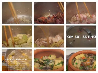 Nấu lươn om chuối đậu