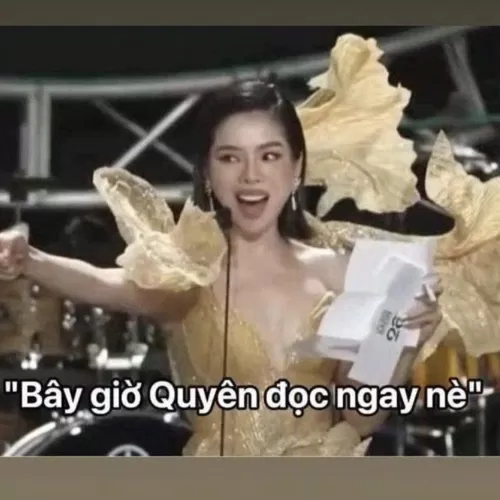 Lệ Quyên trở thành hiện tượng Meme sau lễ trao giải Làn Sóng Xanh 2023. Nguồn: Ảnh từ TikTok.