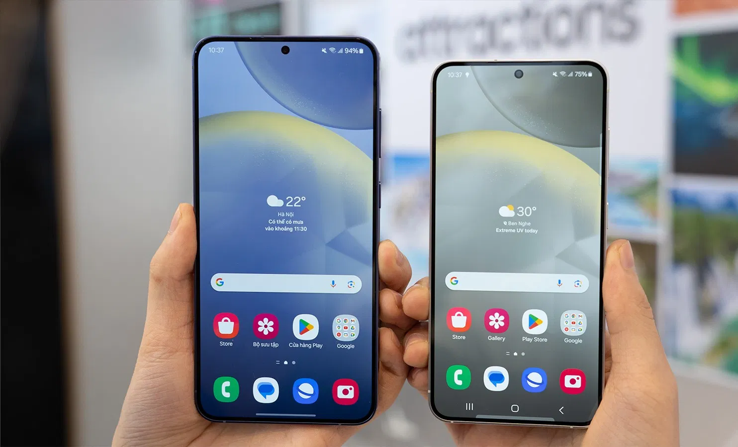 Galaxy S24 có kích thước nhỏ hơn Galaxy S24 Plus, cho cảm giác cầm nắm tốt (Ảnh: Internet) Galaxy S24 có kích thước nhỏ hơn Galaxy S24 Plus, cho cảm giác cầm nắm tốt (Ảnh: Internet)