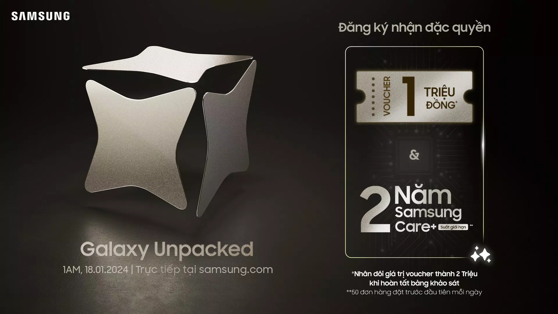 Samsung Đưa Ra Ưu Đãi Hấp Dẫn Lên Đến 2 Triệu Đồng Cho Người Dùng Trước Sự Kiện Galaxy Unpacked AI công nghệ Galaxy S24 Galaxy Unpacked hấp dẫn kết hợp samsung sự kiện thông tin trí tuệ nhân tạo