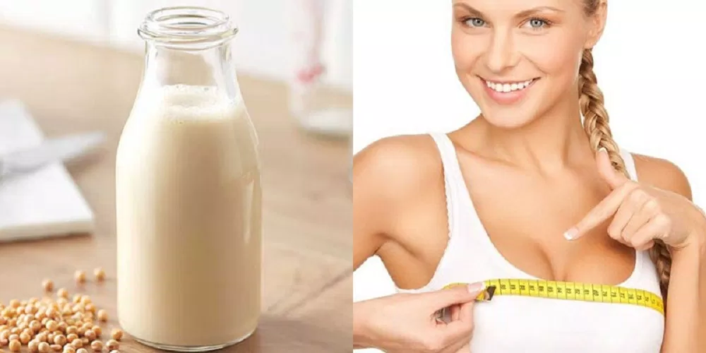 Uống sữa đậu nành đều đặn giúp cải thiện kích thước vòng ngực (Ảnh: Internet)