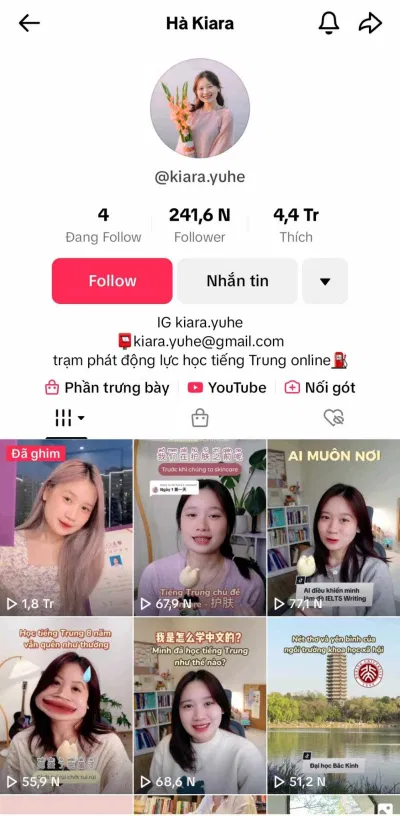 TikTok của cô nàng là "trạm phát động lực học tiếng Trung online" (Ảnh: Internet) TikTok của cô nàng là "trạm phát động lực học tiếng Trung online" (Ảnh: Internet)