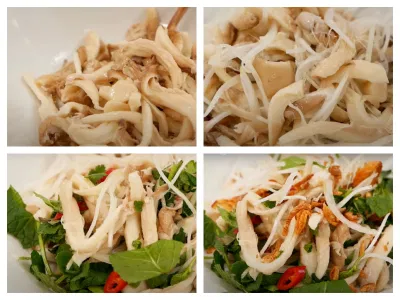 Trộn gỏi nấm chay
