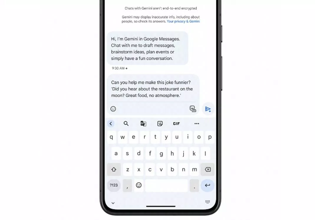 Ứng dụng nhắn tin của Google được tích hợp trí tuệ nhân tạo Gemini AI (Ảnh: Internet) Ứng dụng nhắn tin của Google được tích hợp trí tuệ nhân tạo Gemini AI (Ảnh: Internet)