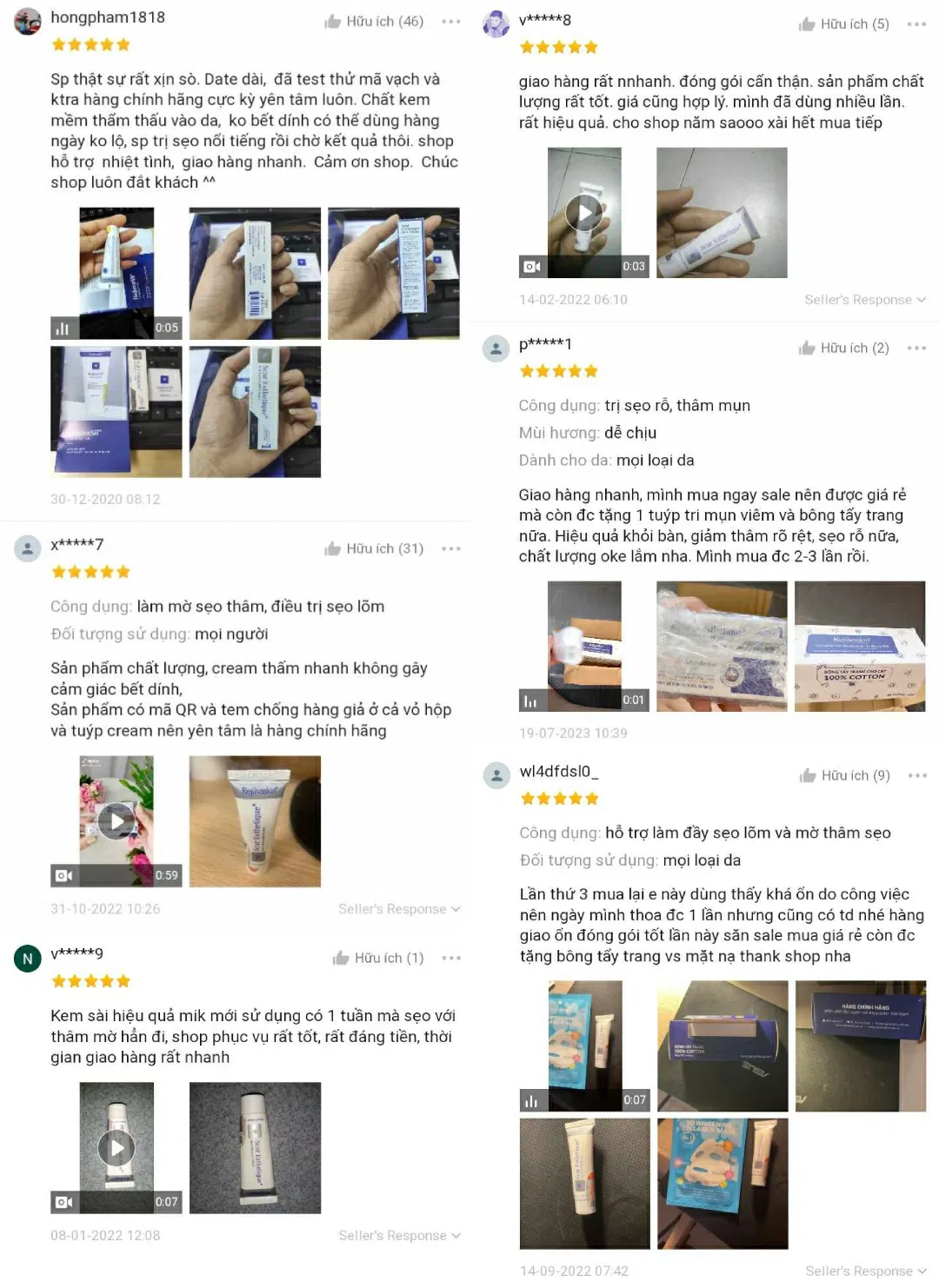 Đánh giá trên Shopee về kem trị sẹo Rejuvaskin Scar Esthetique (Nguồn: BlogAnChoi)