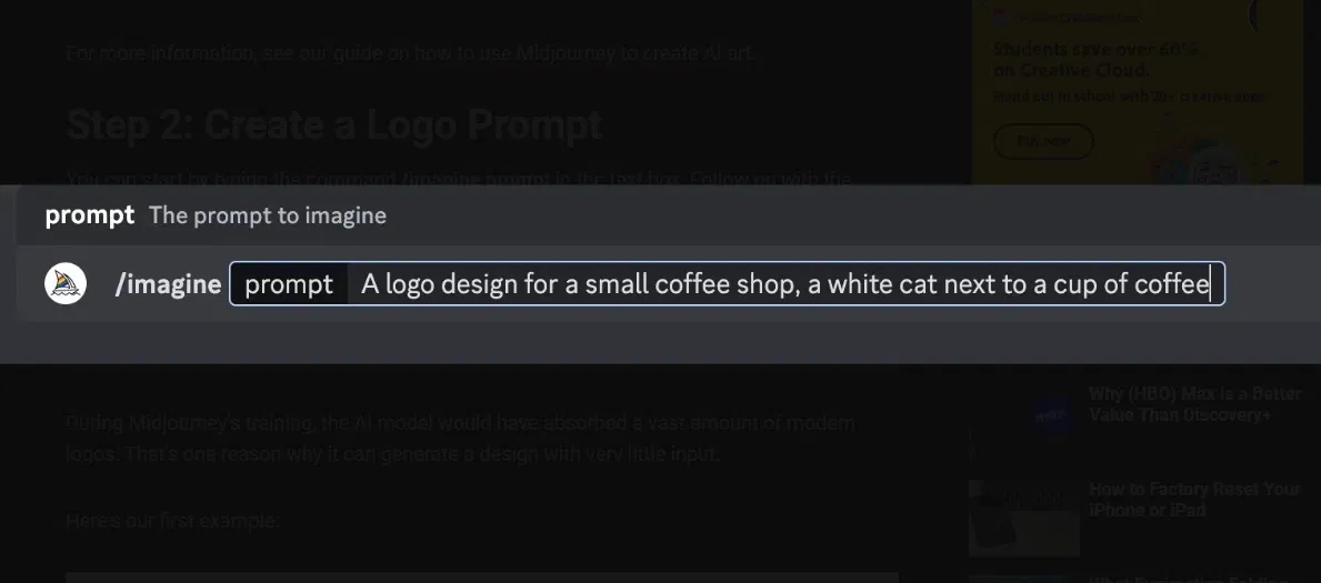 Nhập lời nhắc vào khung chat trong Midjourney (Ảnh: Internet) Nhập lời nhắc vào khung chat trong Midjourney (Ảnh: Internet)