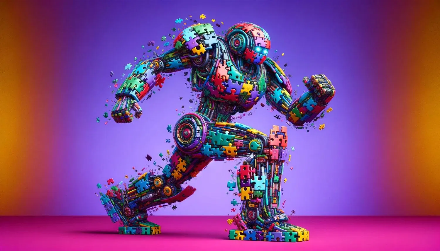 Hình vẽ robot được làm từ các mảnh ghép (Ảnh: Internet) Hình vẽ robot được làm từ các mảnh ghép (Ảnh: Internet)