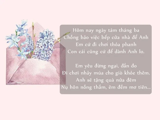 Những bài thơ về ngày 8/3 tặng vợ (Ảnh: Internet)