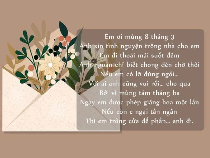Những bài thơ về ngày 8/3 tặng vợ (Ảnh: Internet)