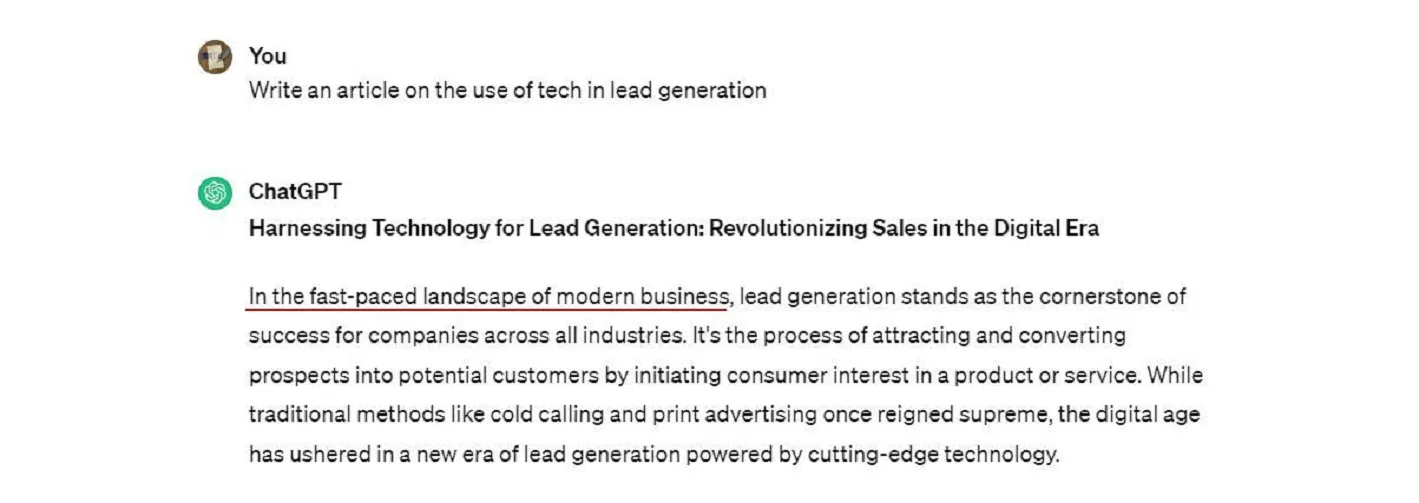 ChatGPT sử dụng cách viết sáo rỗng (Ảnh: Internet) ChatGPT sử dụng cách viết sáo rỗng (Ảnh: Internet)