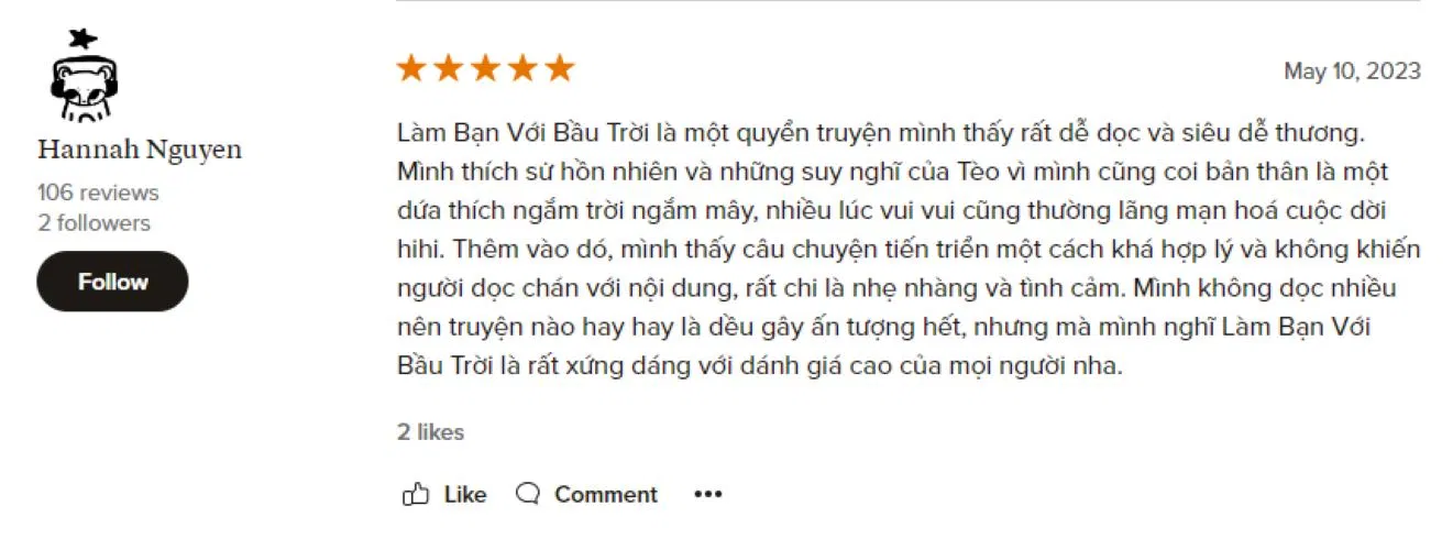 Đánh giá "Làm bạn với bầu trời". (Nguồn: BlogAnChoi) Đánh giá "Làm bạn với bầu trời". (Nguồn: BlogAnChoi)
