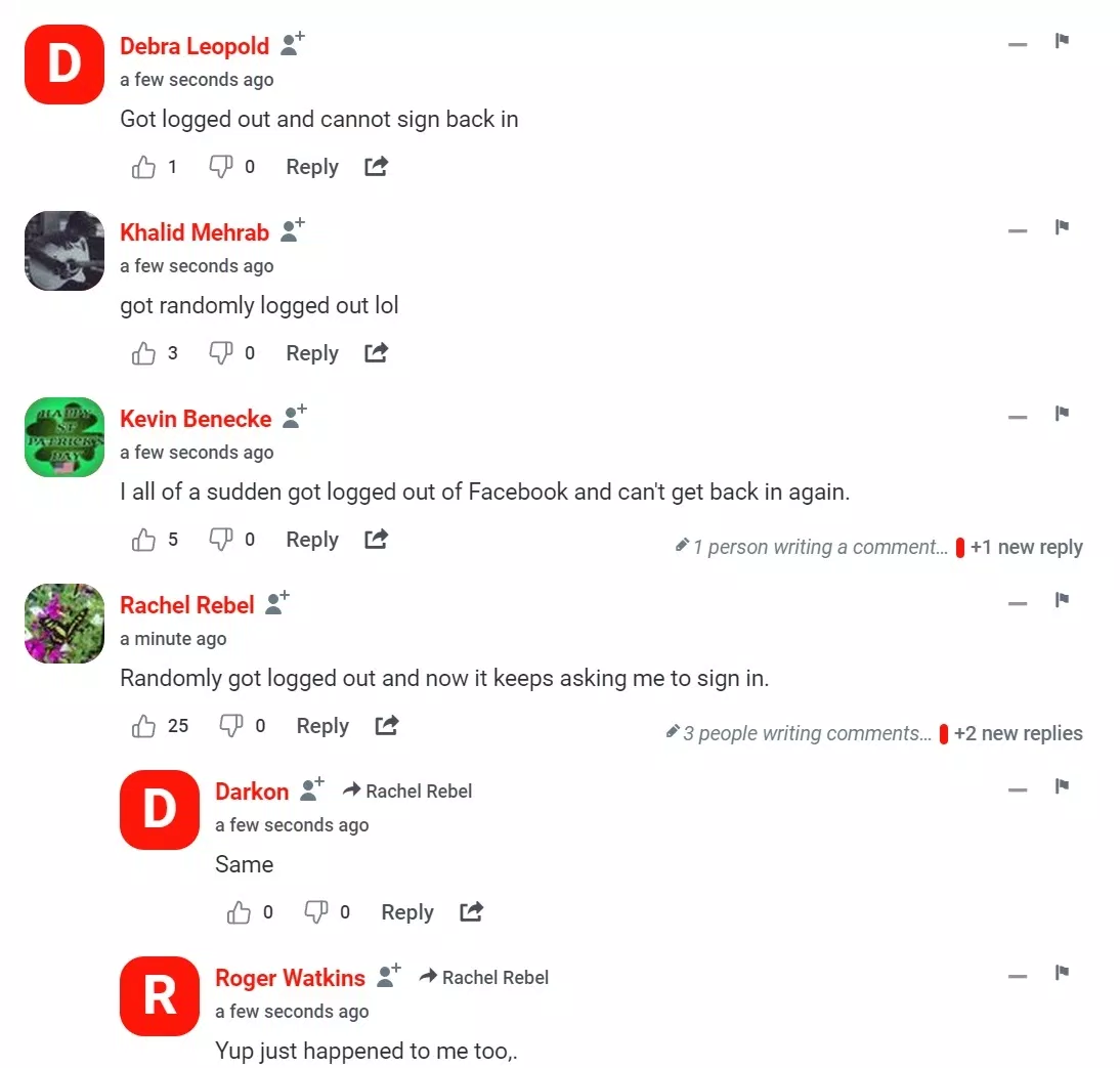 Facebook bị lỗi toàn cầu, liên tục đăng xuất khiến người dùng hoang mang (Ảnh: Internet) Facebook bị lỗi toàn cầu, liên tục đăng xuất khiến người dùng hoang mang (Ảnh: Internet)