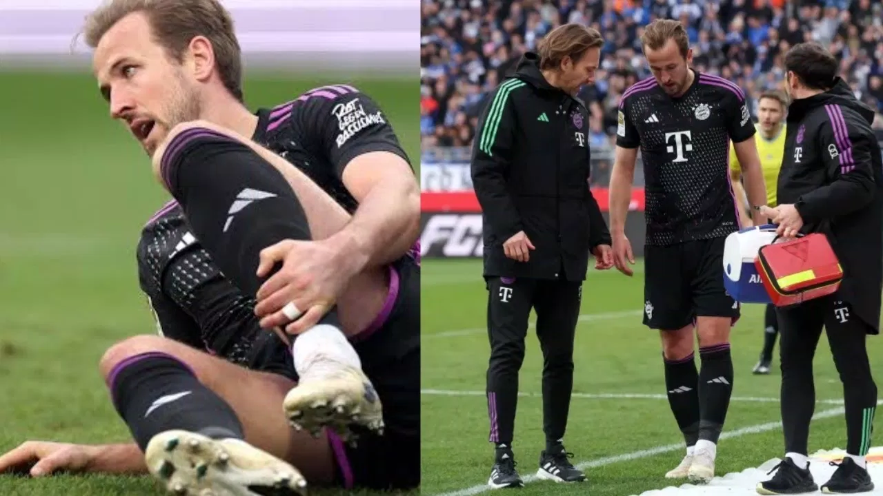 Harry Kane ôm đầu gối sau khi va chạm với cột dọc trong trận thắng của Bayern Munich trước Darmstadt (Ảnh: Internet) Harry Kane ôm đầu gối sau khi va chạm với cột dọc trong trận thắng của Bayern Munich trước Darmstadt (Ảnh: Internet)