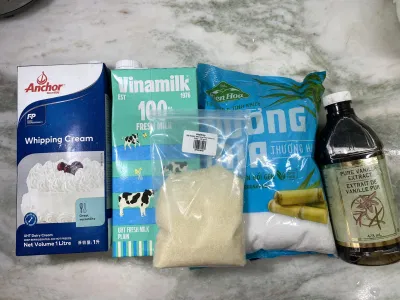 Nguyên liệu để làm phần cốt panna cotta (nguồn: BlogAnChoi)