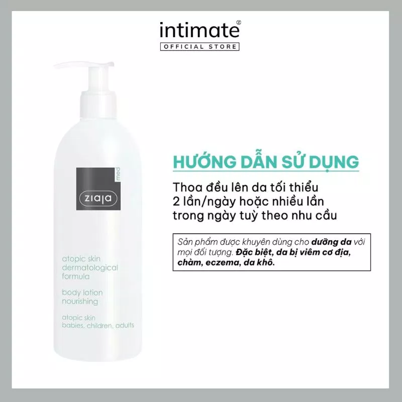 Cách sử dụng nhũ tương Ziaja Med Atopic Skin Dermatological Formula Body Lotion Nourishing (Nguồn: Internet)