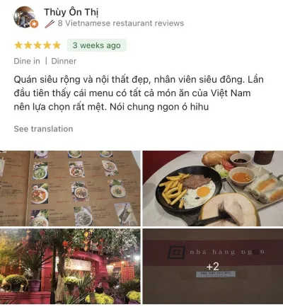 Nhận xét của khách hàng về nhà hàng Ngon (nguồn: Internet)