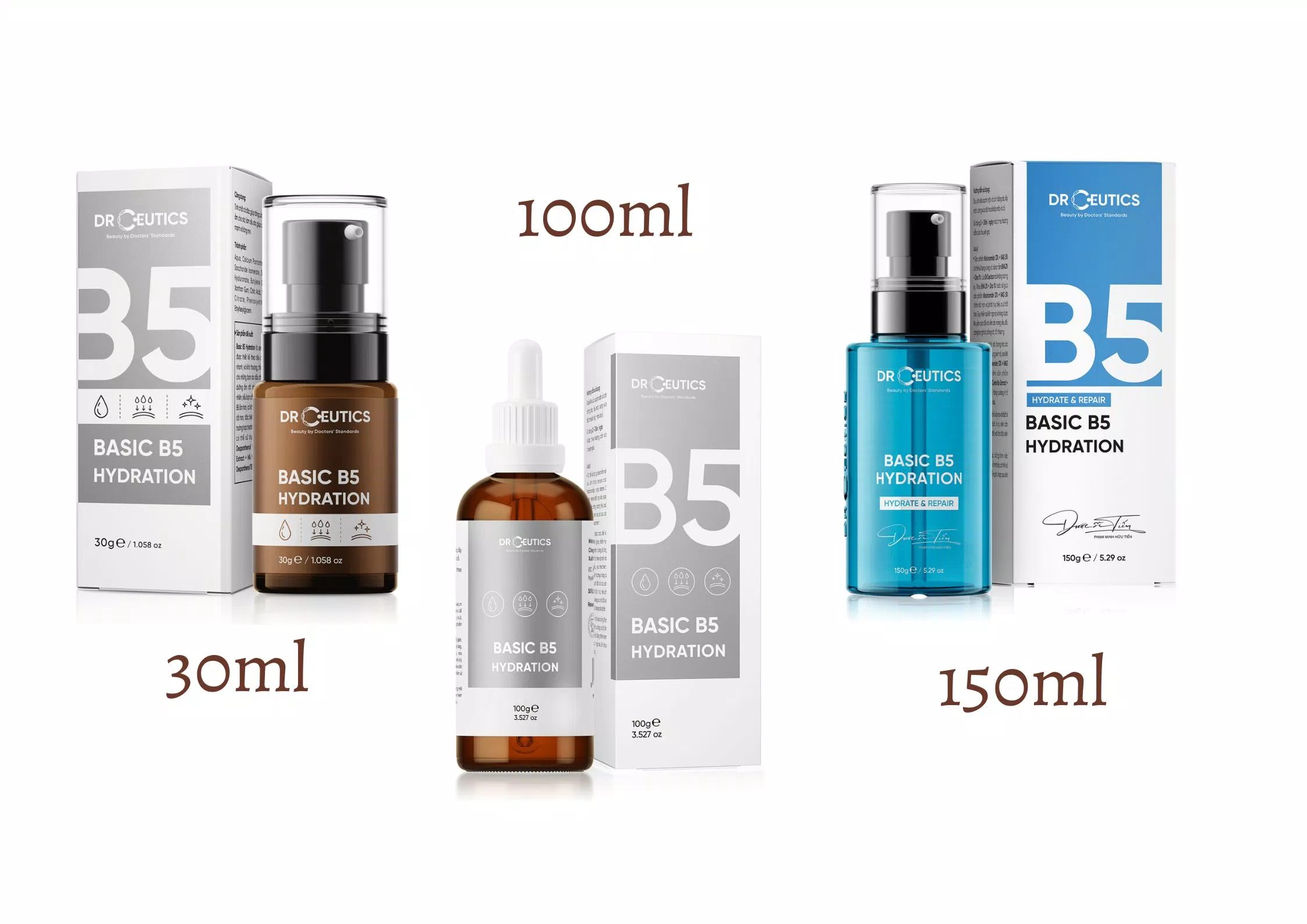 Sự thay đổi về thiết kế của tinh chất Drceutics Basic B5 Hydration Serum (Ảnh: Internet).