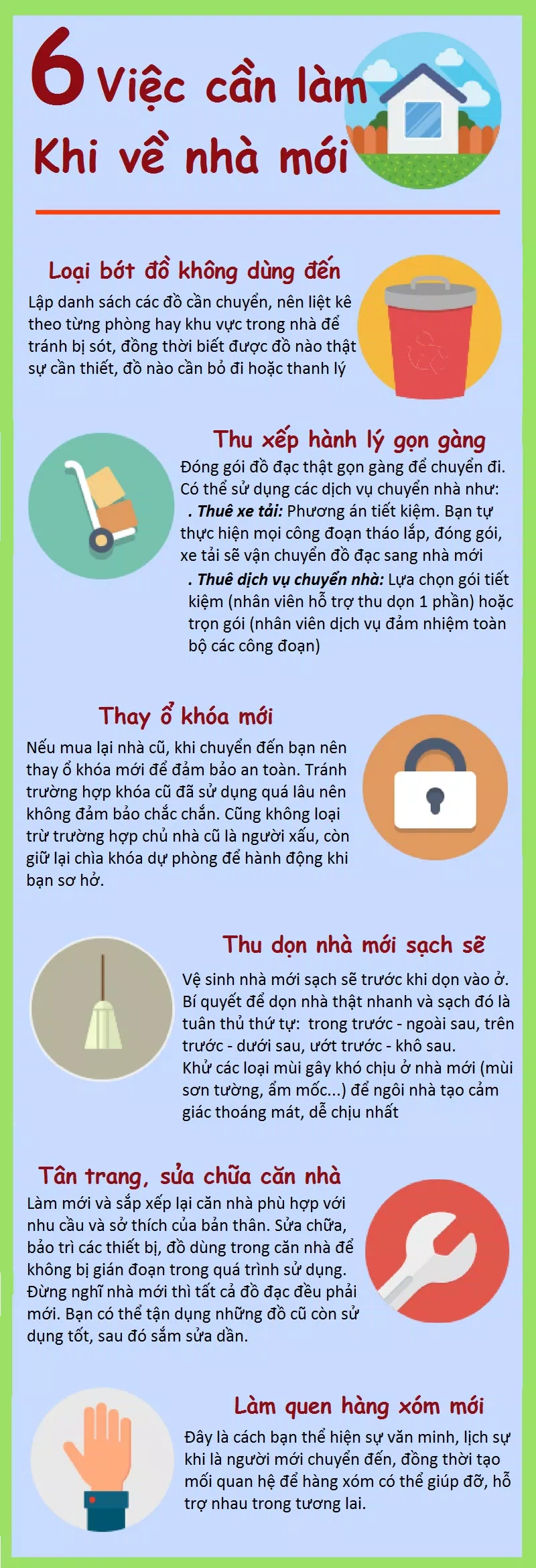 Những việc quan trọng phải làm trước khi dọn về nhà mới (Ảnh: Internet)