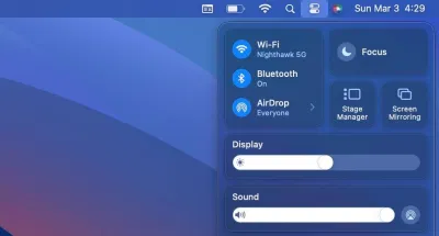 Trung tâm điều khiển trong hệ điều hành macOS Sonoma trên máy Mac (Ảnh: Internet) Trung tâm điều khiển trong hệ điều hành macOS Sonoma trên máy Mac (Ảnh: Internet)