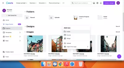 Tạo thư mục mới trong Canva (Ảnh: Internet) Tạo thư mục mới trong Canva (Ảnh: Internet)