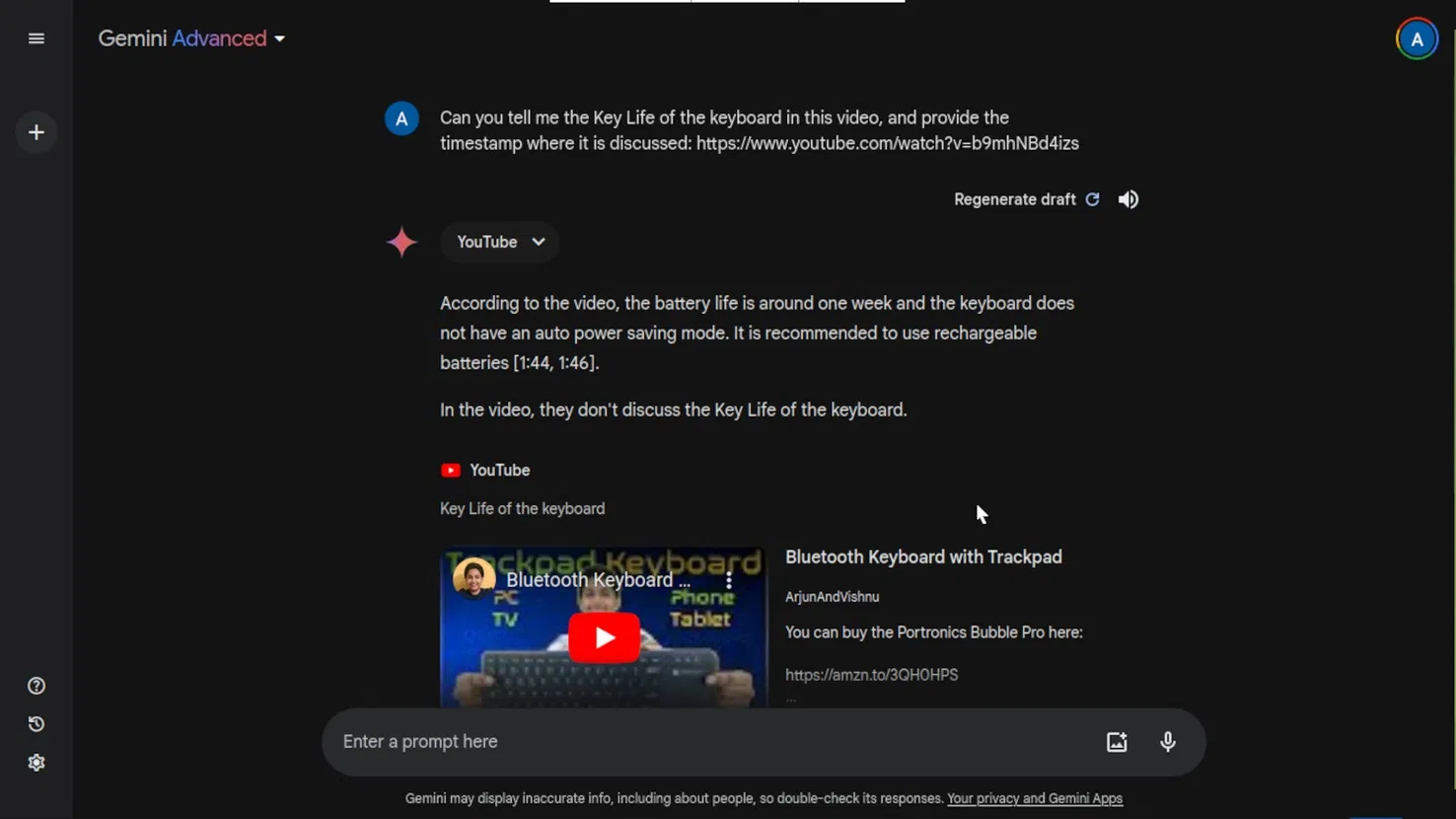 Gemini trả lời về nội dung video và mốc thời gian (Ảnh: Internet) Gemini trả lời về nội dung video và mốc thời gian (Ảnh: Internet)