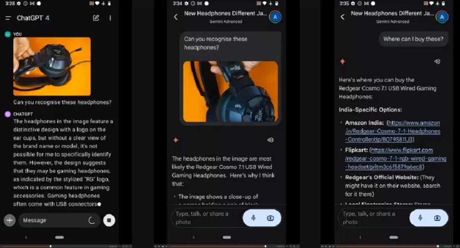 Kết quả xác định mẫu tai nghe với ChatGPT và Gemini (Ảnh: Internet) Kết quả xác định mẫu tai nghe với ChatGPT và Gemini (Ảnh: Internet)