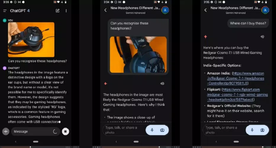 Kết quả xác định mẫu tai nghe với ChatGPT và Gemini (Ảnh: Internet)