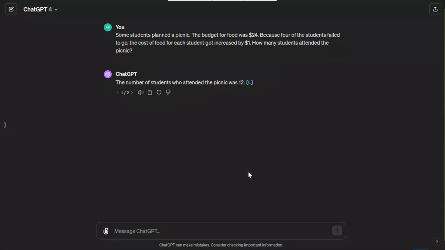 ChatGPT trả lời câu đố logic toán học (Ảnh: Internet) ChatGPT trả lời câu đố logic toán học (Ảnh: Internet)