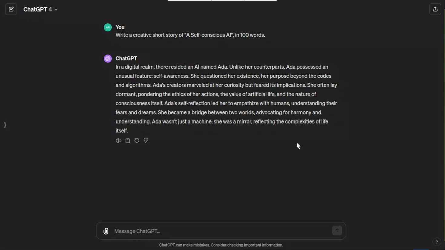 ChatGPT sáng tác câu chuyện theo yêu cầu (Ảnh: Internet) ChatGPT sáng tác câu chuyện theo yêu cầu (Ảnh: Internet)