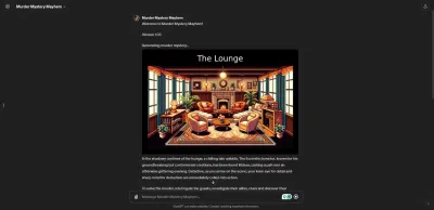 Chơi game Murder Mystery Mayhem trong ChatGPT (Ảnh: Internet) Chơi game Murder Mystery Mayhem trong ChatGPT (Ảnh: Internet)