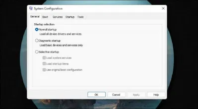Chọn khởi động bình thường trong System Configuration của Windows 11 (Ảnh: Internet) Chọn khởi động bình thường trong System Configuration của Windows 11 (Ảnh: Internet)