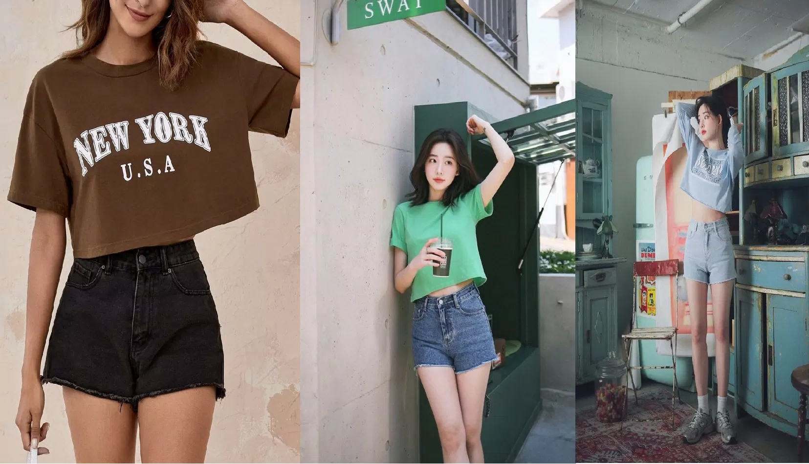 Croptop kết hợp với quần short (Nguồn: Internet)