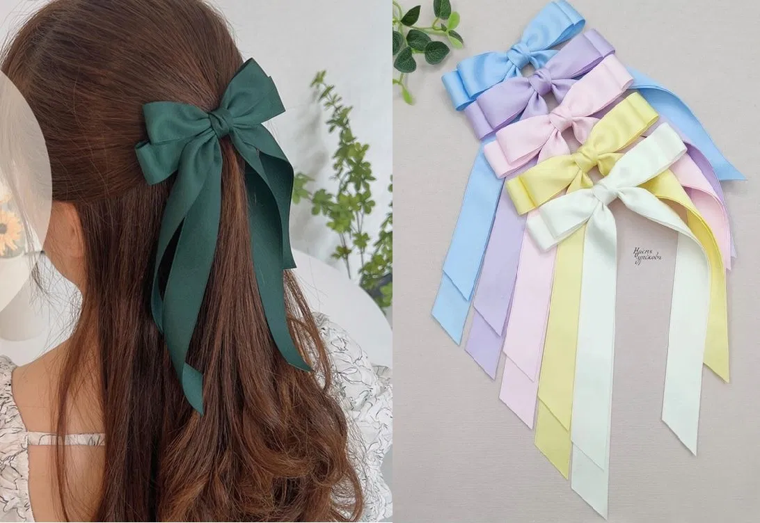 Kẹp tóc nơ lụa satin cho cô nàng thích phong cách tiểu thư cổ điển (Nguồn: Internet)