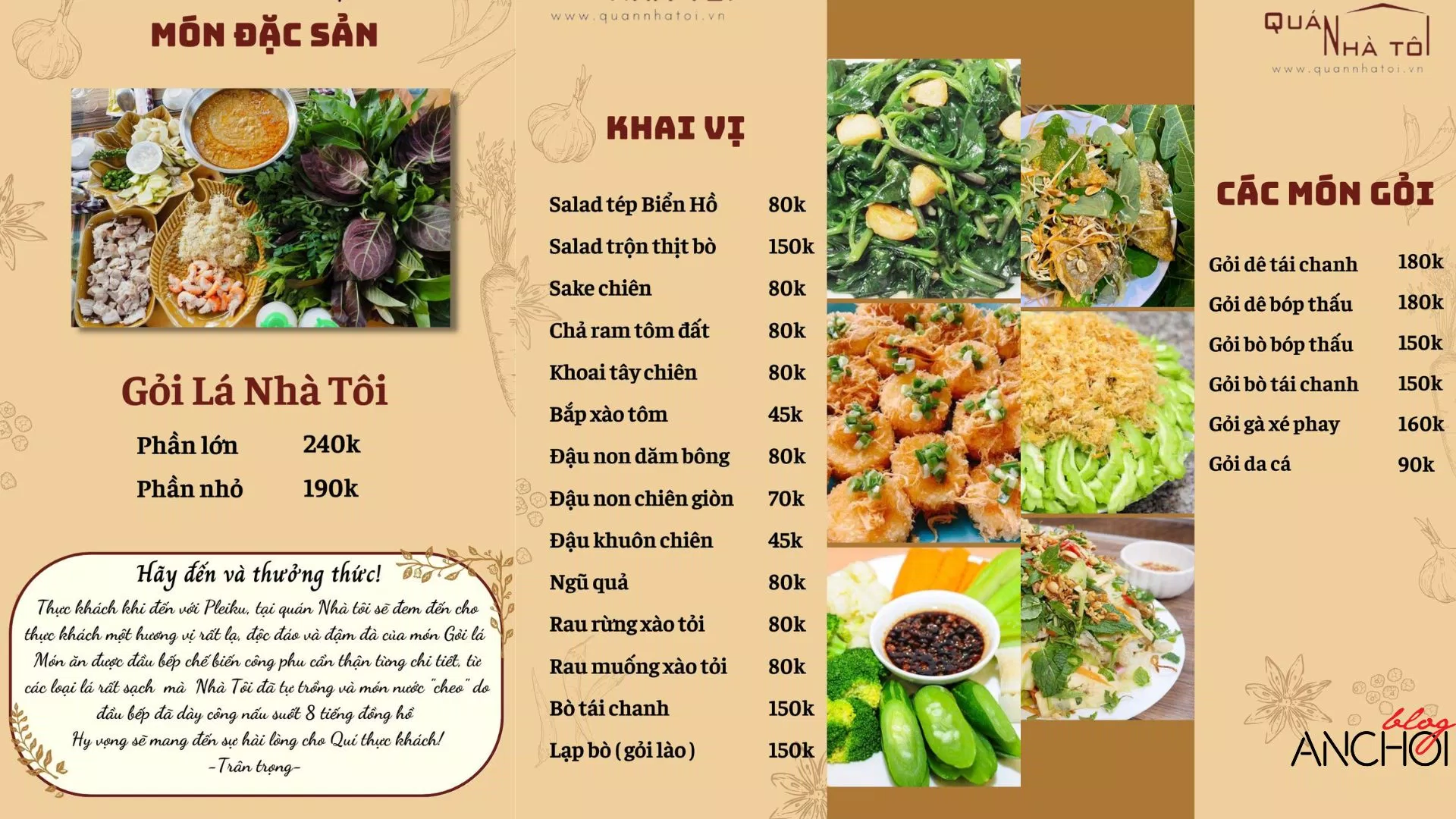 Menu Quán Nhà tôi ( Ảnh: BlogAnChoi )